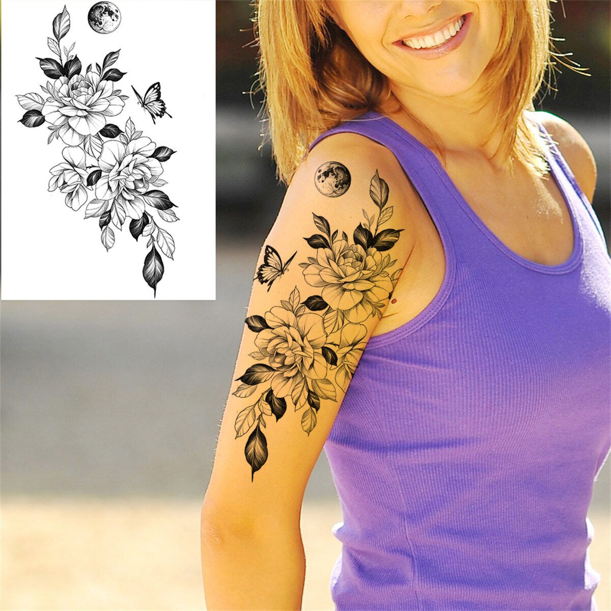 Juicy Tattoo : Tattoos : Nature Water : Rose Sleeve